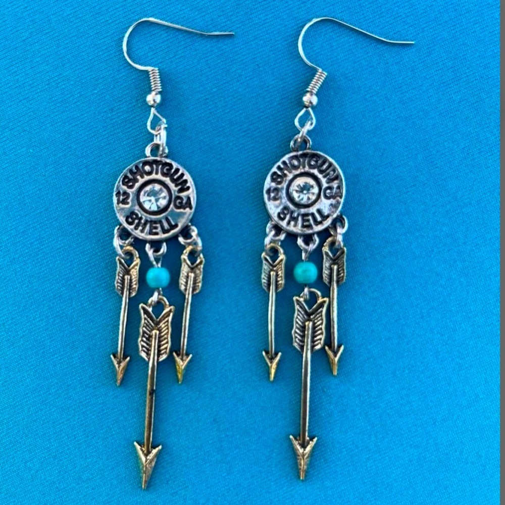 shotgun shell feathered earrings
